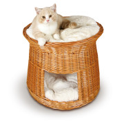 Rundes Katzenbett Aus Baumwollseil - Waschbarer Katzenkorb Mit Erhöhtem Rand In Weiß